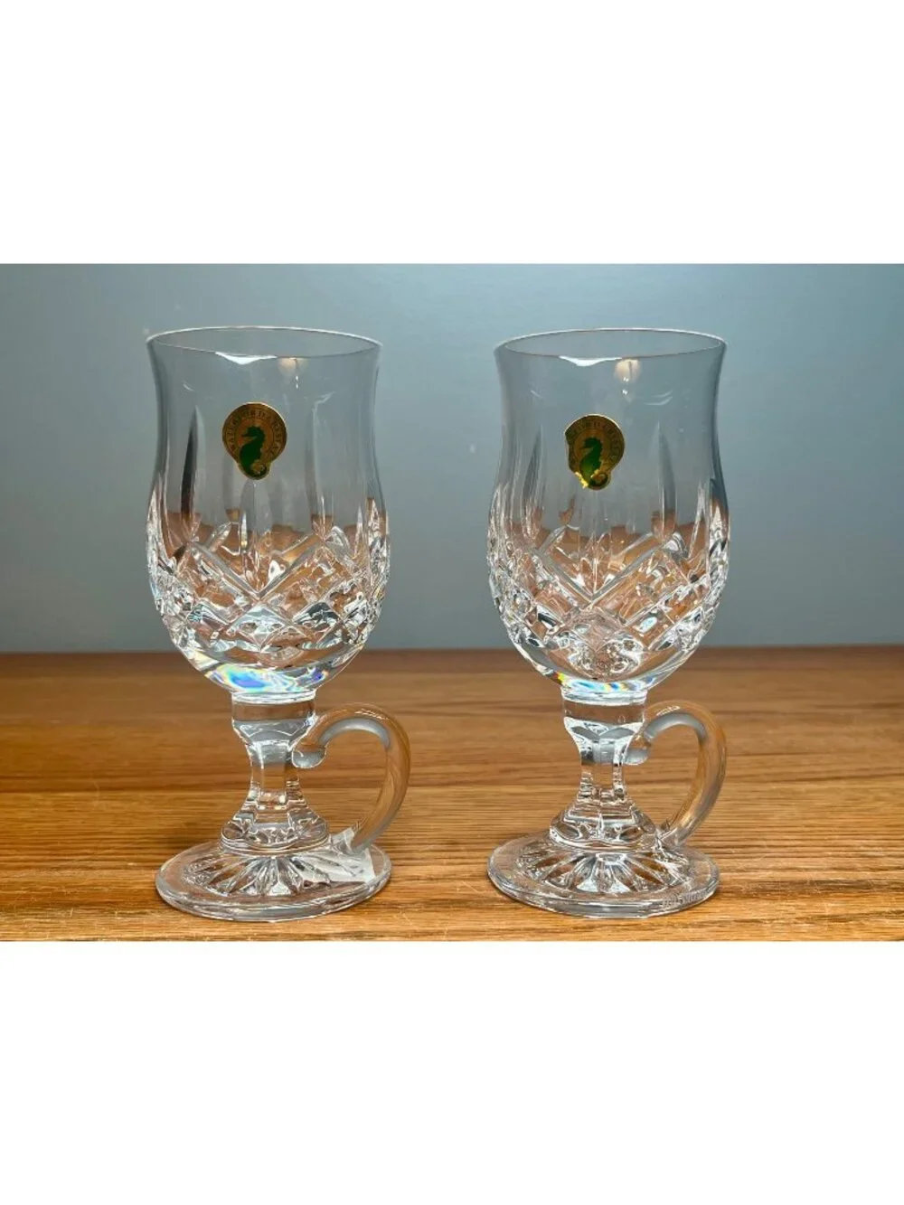 Set of 2 New With Tags Waterford Crystal Lismore Irish Coffee Footed Mug Glasses